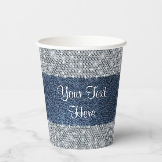 Denim Diamond Party Paper Cups Pappbecher (Rückseite)