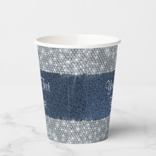 Denim Diamond Party Paper Cups Pappbecher (Links)