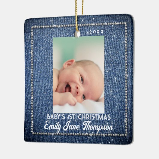 Denim Diamonds Baby First Christmas Rhinestones Keramikornament (Links)