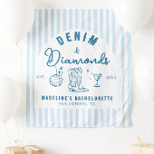 Denim Diamonds Bachelorette Backdrop Hand gezogen Wandteppich