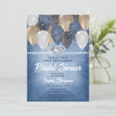 Denim Diamonds Balloons Arch Rustikales Brautparty Einladung (Stehend Vorderseite)