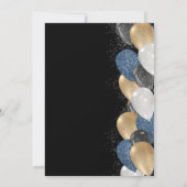 Denim Diamonds Bling Balloons Black Birthday Party Einladung (Rückseite)