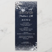 Denim Diamonds Bling Classy Elegant Birthday Party Menükarte (Vorderseite)