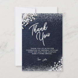 Denim Diamonds Bling Classy Elegant Party Blue Dankeskarte