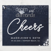 Denim Diamonds Bling Classy Elegant Party Favor Schaumweinetikett (Einzelnes Label)