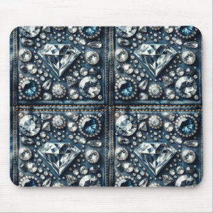 Denim & Diamonds Bling Edelstein Glam Schmuck Mousepad