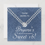 Denim Diamonds Bling Envelope Sweet 16 Einladung (Vorderseite)