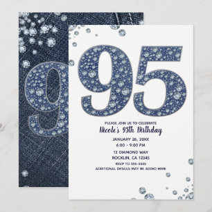 Denim & Diamonds Bling Funkeln 95. 95. Geburtstag Einladung