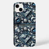 Denim & Diamonds Bling Gemstone Glam Jewels Case-Mate iPhone Hülle (Rückseite)