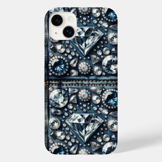 Denim & Diamonds Bling Gemstone Glam Jewels Case-Mate iPhone Hülle (Rückseite)