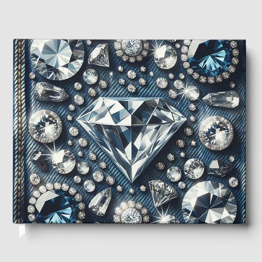 Denim & Diamonds Bling Gemstone Glam Jewels Gästebuch (Vorderseite)