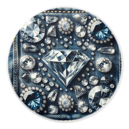 Denim & Diamonds Bling Gemstone Glam Jewels Keramikknauf (Vorderseite)