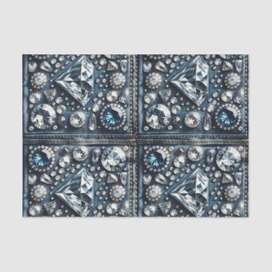Denim & Diamonds Bling Gemstone Glam Jewels Seidenpapier (Vorderseite)