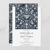 Denim & Diamonds Bling Glam Brautparty Einladung (Vorne/Hinten)