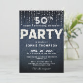 Denim Diamonds Bling Glitzer Classy Birthday Party Einladung (Stehend Vorderseite)