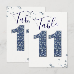 Denim & Diamonds Bling Glitzer Tischkarte 11 Einladung