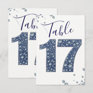 Denim & Diamonds Bling Glitzer Tischkarte 17 Einladung
