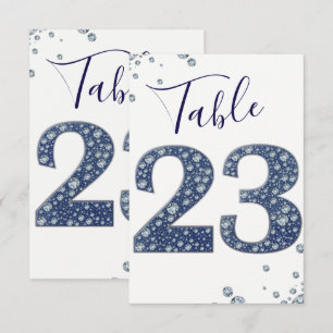 Denim & Diamonds Bling Glitzer Tischkarte 23 Einladung