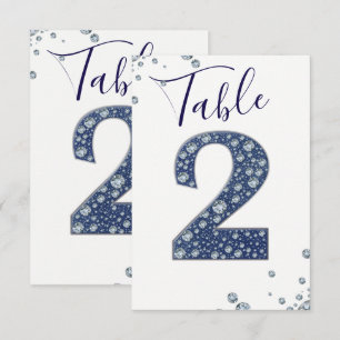 Denim & Diamonds Bling Glitzer Tischkarte 2 ZWEI Einladung
