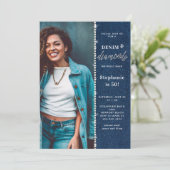 Denim Diamonds Bling Glitzy Foto 50. Geburtstag Einladung (Stehend Vorderseite)