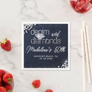 Denim Diamonds Bling Klasse Elegant Party individu Serviette