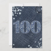 Denim & Diamonds Bling Sparkle 100. 100 Geburtstag Einladung (Rückseite)