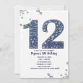 Denim & Diamonds Bling Sparkle 12. 12 Geburtstag Einladung (Vorderseite)