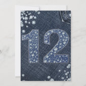 Denim & Diamonds Bling Sparkle 12. 12 Geburtstag Einladung (Rückseite)