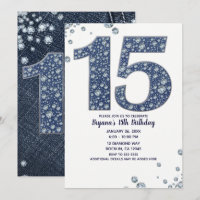 Denim & Diamonds Bling Sparkle 15. 15 Geburtstag