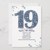 Denim & Diamonds Bling Sparkle 19. 19 Geburtstag Einladung (Vorderseite)