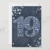 Denim & Diamonds Bling Sparkle 19. 19 Geburtstag Einladung (Rückseite)