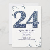 Denim & Diamonds Bling Sparkle 24 24. Geburtstag Einladung (Vorderseite)