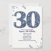 Denim & Diamonds Bling Sparkle 30. 30 Geburtstag Einladung (Vorderseite)