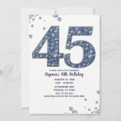 Denim & Diamonds Bling Sparkle 45. 45 Geburtstag Einladung (Vorderseite)