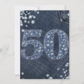 Denim & Diamonds Bling Sparkle 50. 50 Geburtstag Einladung (Rückseite)