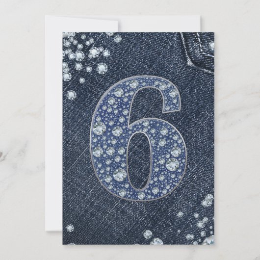 Denim & Diamonds Bling Sparkle 6. Einladung (Rückseite)