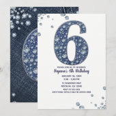 Denim & Diamonds Bling Sparkle 6. Einladung (Vorne/Hinten)
