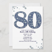 Denim & Diamonds Bling Sparkle 80TH 80 Geburtstag Einladung (Vorderseite)