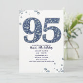 Denim & Diamonds Bling Sparkle 95. 95 Geburtstag Einladung (Stehend Vorderseite)