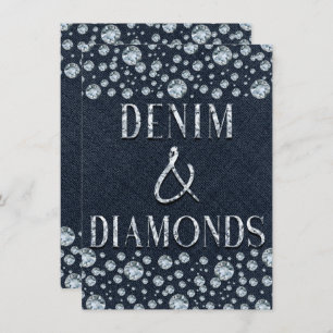 Denim & Diamonds Bling Sparkle Geburtstagsparty Gl Einladung