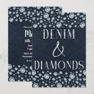 Denim & Diamonds Bling Sparkle Geburtstagsparty Gl Einladung