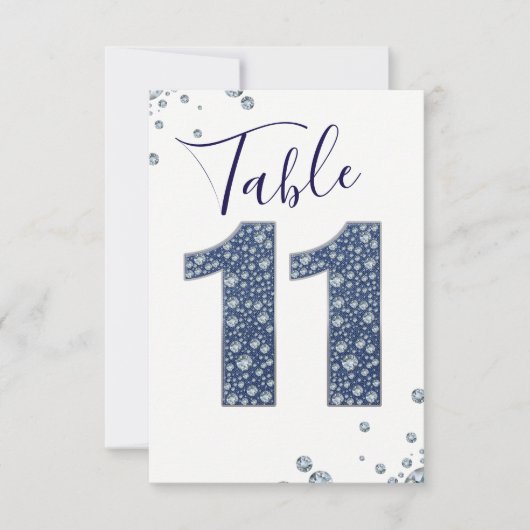 Denim & Diamonds Bling Sparkle Tischnummer 11 (Vorderseite)