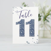 Denim & Diamonds Bling Sparkle Tischnummer 11 (Stehend Vorderseite)