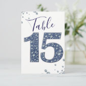 Denim & Diamonds Bling Sparkle Tischnummer 15 (Stehend Vorderseite)