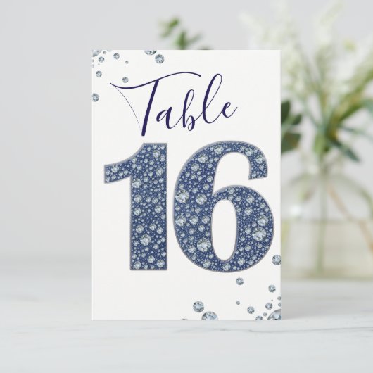 Denim & Diamonds Bling Sparkle Tischnummer 16 (Stehend Vorderseite)
