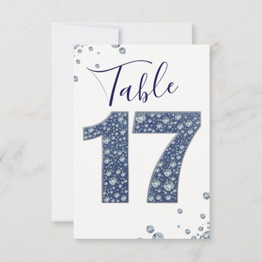 Denim & Diamonds Bling Sparkle Tischnummer 17 (Rückseite)