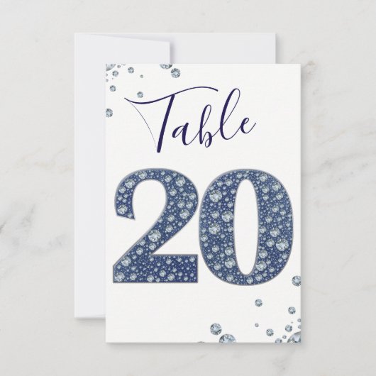 Denim & Diamonds Bling Sparkle Tischnummer 20 (Vorderseite)