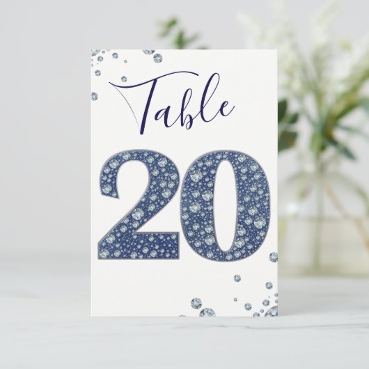 Denim & Diamonds Bling Sparkle Tischnummer 20 (Stehend Vorderseite)