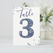 Denim Diamonds Bling Sparkle Tischnummer 3 DREI (Stehend Vorderseite)