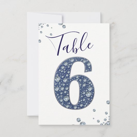 Denim & Diamonds Bling Sparkle Tischnummer 6 SIX (Vorderseite)